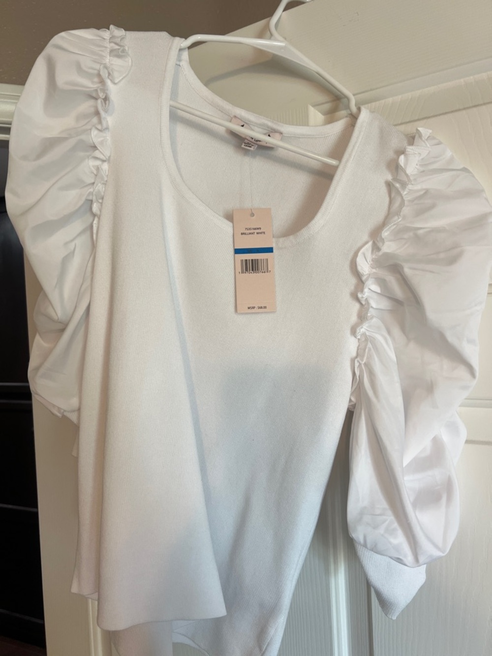 Nanette Lepore White Puff-Sleeve Knit Top